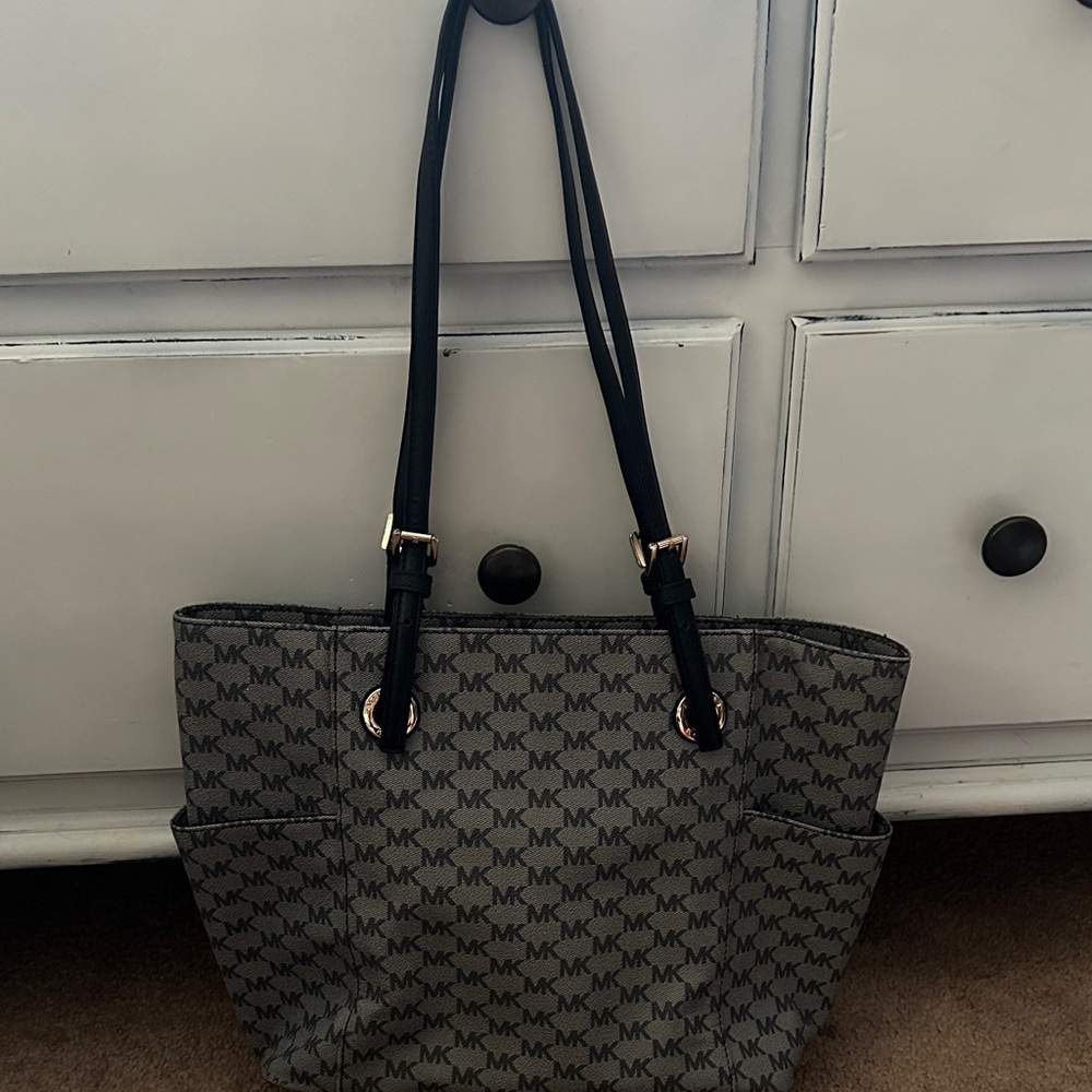 Michael Kors Monogram Black and Gray Tote
